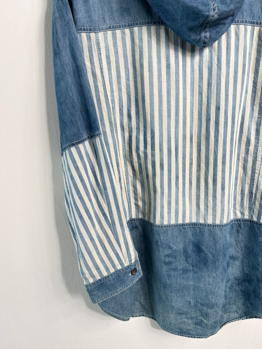 MARITHÉ + FRANÇOIS GIRBAUD - 1990s STONE WASHED HOODED DENIM SHACKET