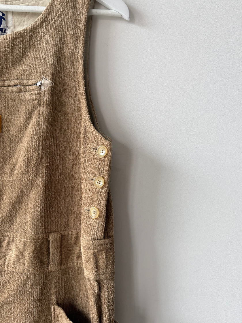 ISSEY MIYAKE HAI - 1980s MAXI DUNGAREE DRESS WITH OVERSIZED POCKETS