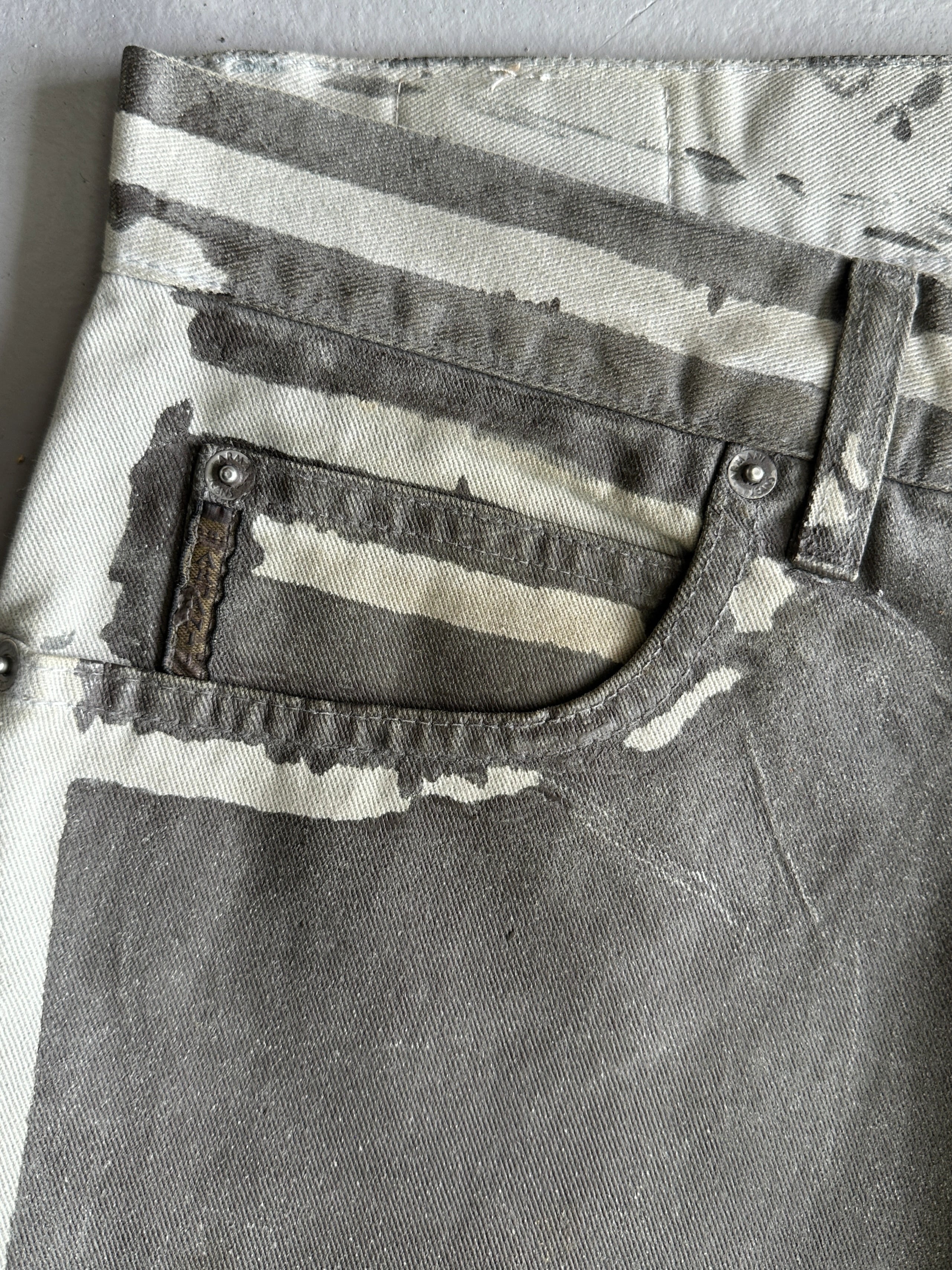 ARMANI JEANS - 1990s WAXED JEANS TROUSERS