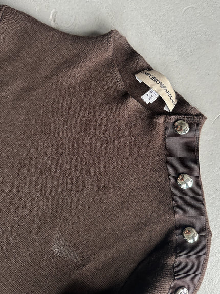 EMPORIO ARMANI - 2000s METAL BUTTON SLEEVE CROP FIT JUMPER