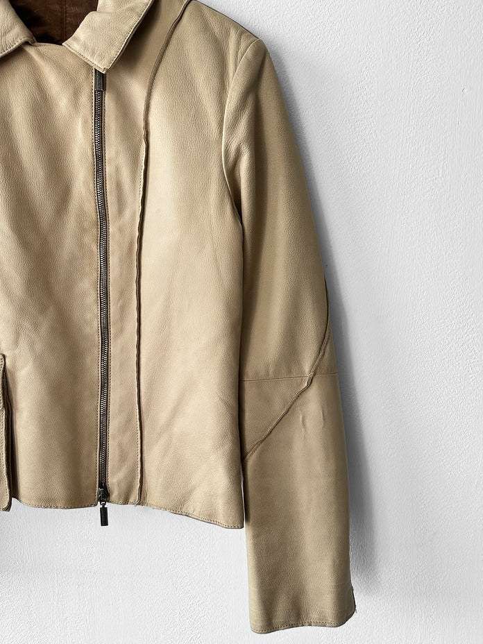 VITTORIO FORTI - late 1990s ASYMMETRIC FRONT LEATHER JACKET