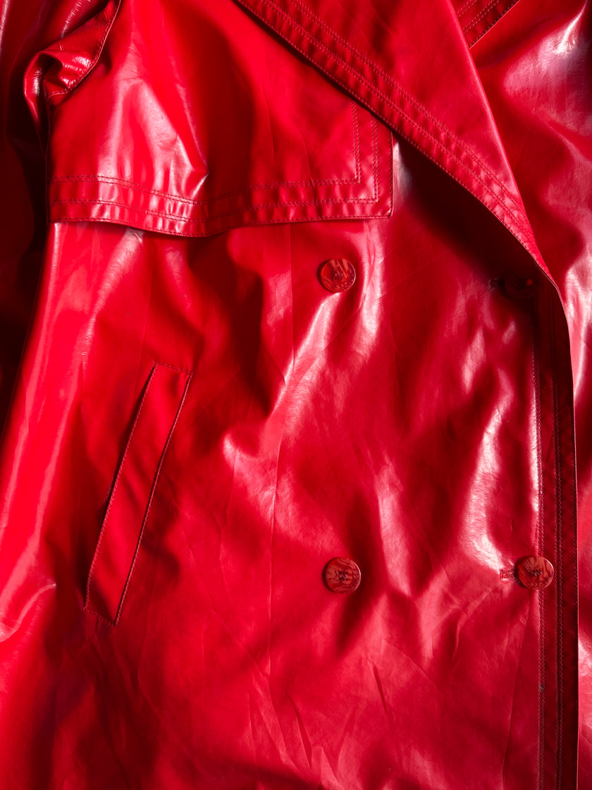 1980s DOUBLE BREASTED PVC TRENCH COAT