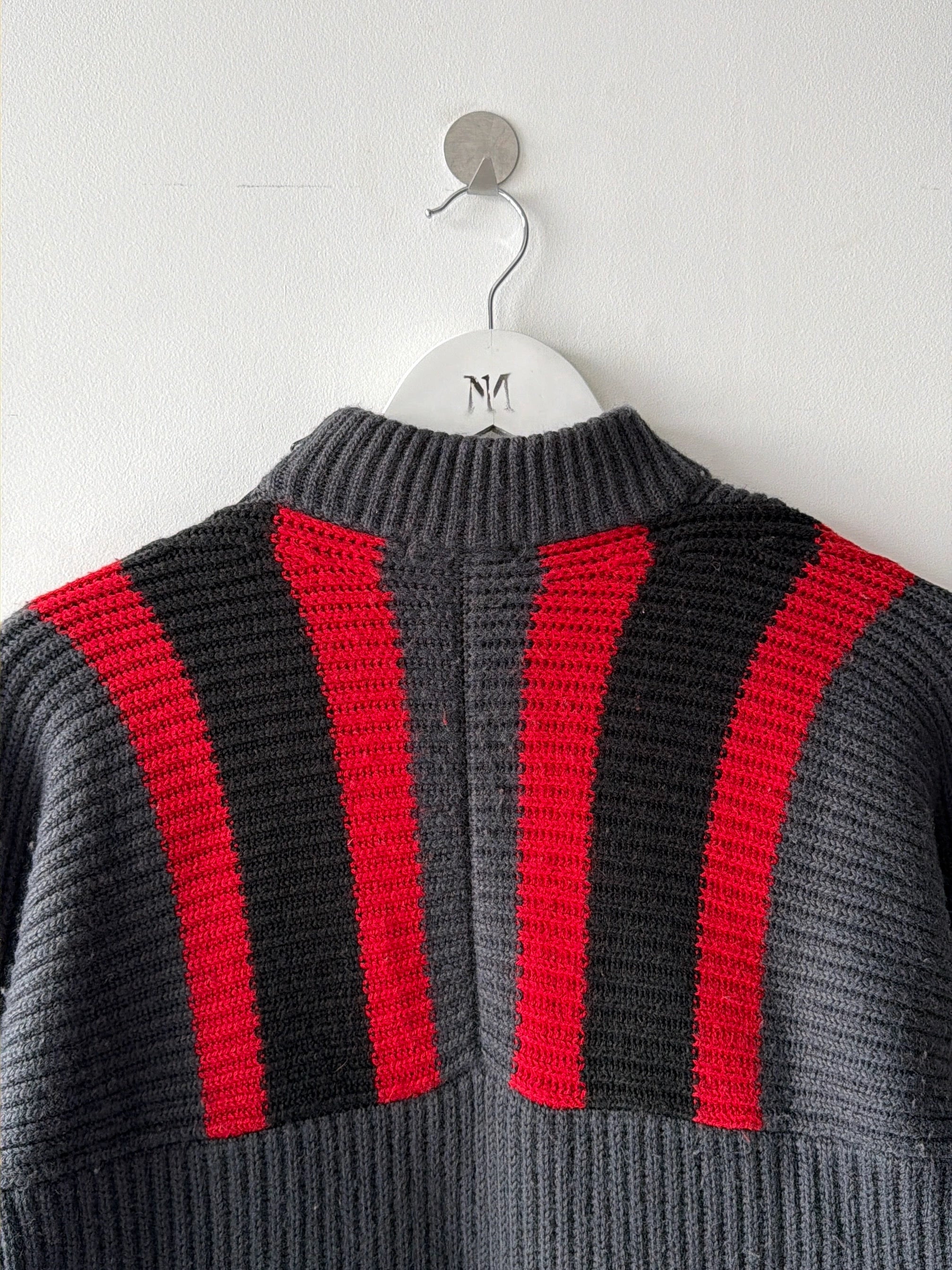 DANIELE ALESSANDRINI - 1990s CHUNKY KNIT JUMPER WITH ASYMMETRIC SIDE ZIP RUNNING FROM TOP TO BOTTOM