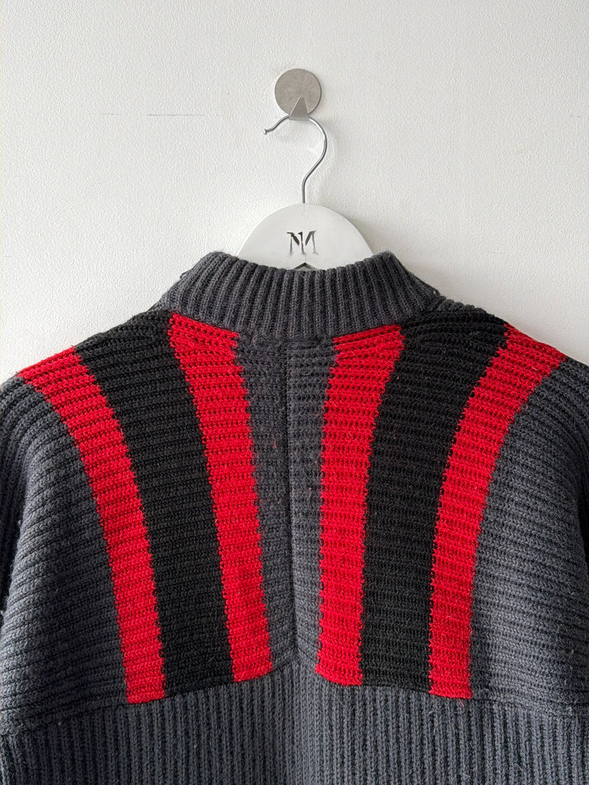 DANIELE ALESSANDRINI - 1990s CHUNKY KNIT JUMPER WITH ASYMMETRIC SIDE ZIP RUNNING FROM TOP TO BOTTOM
