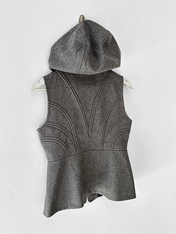 ITALIAN LABEL 2010s ZIPPED HOODED GILET JACKET