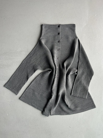 ISSEY MIYAKE - 2000s FUNNEL NECK PLEATED CARDIGAN