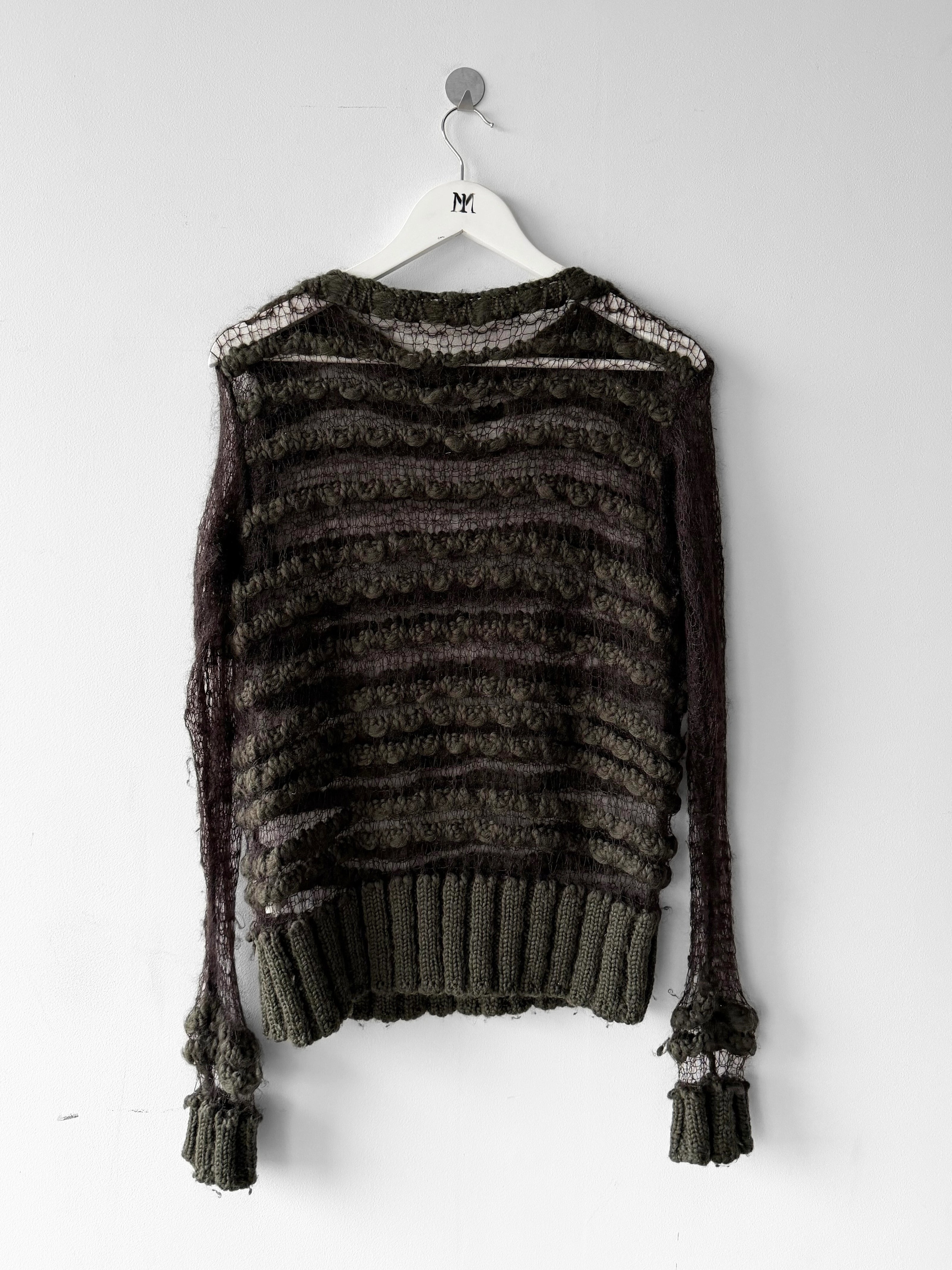 1990s OPEN WEAVE LONG SLEEVE KNIT TOP