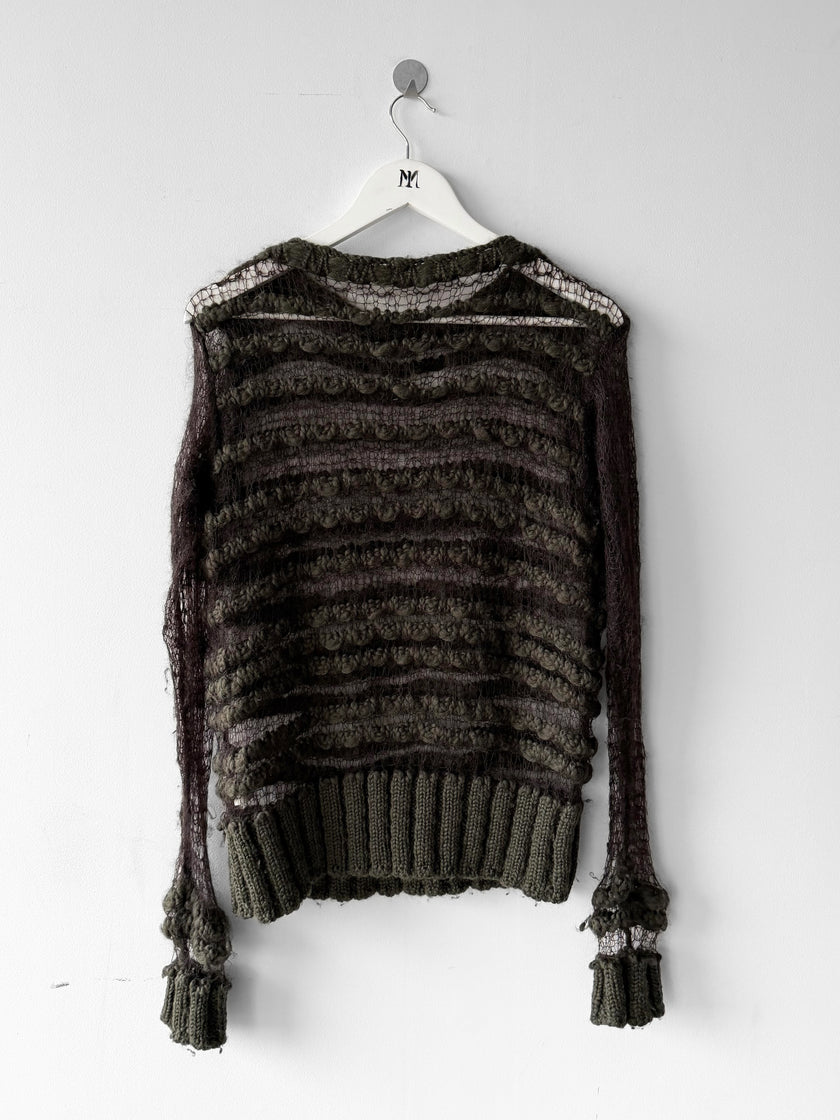 1990s OPEN WEAVE LONG SLEEVE KNIT TOP