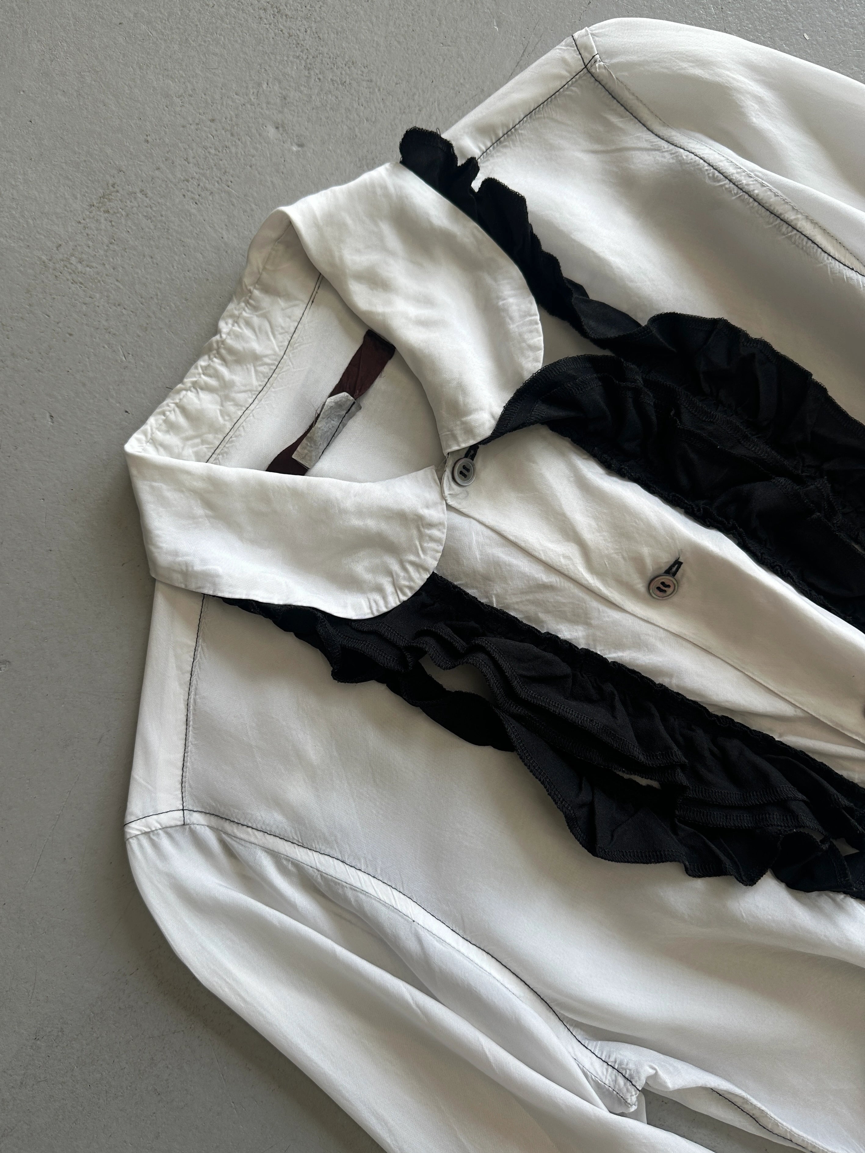 COMME DES GARÇONS - A/W 2010 RUFLLED FRONT SILKY LONG SLEEVE SHIRT