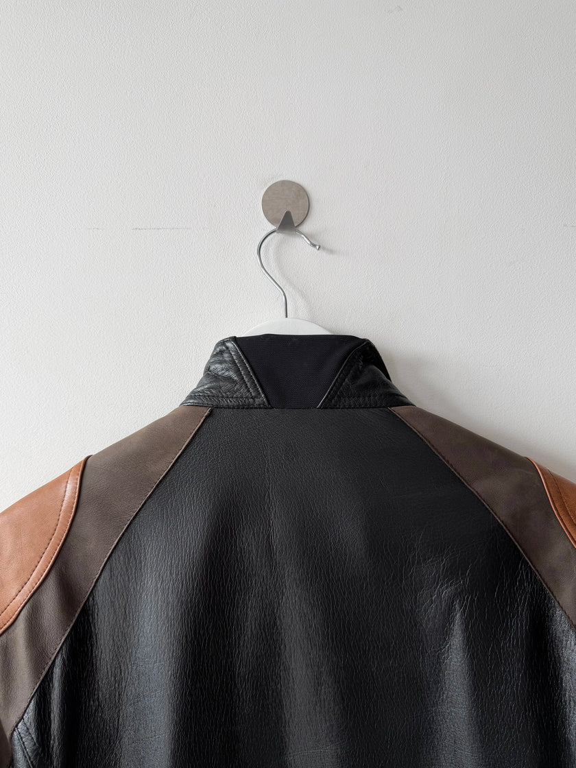 ANTONIO MARRAS - early 2000s PANELED LEATHER BIKER JACKET