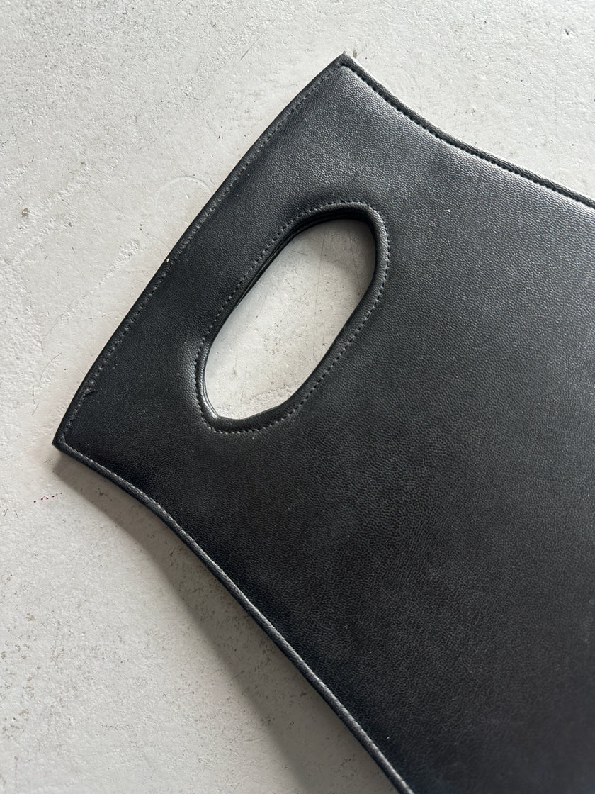 1990s CUT OUT HANDLE LEATHER BAG