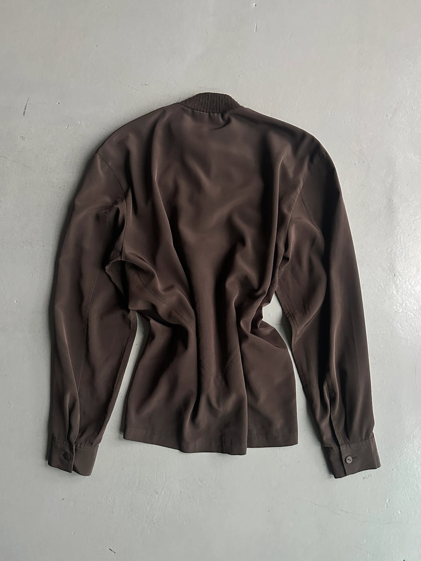 ISSEY MIYAKE - F/W 2007 ASYMMETRICAL RUFFLED FRONT LONG SLEEVE TOP