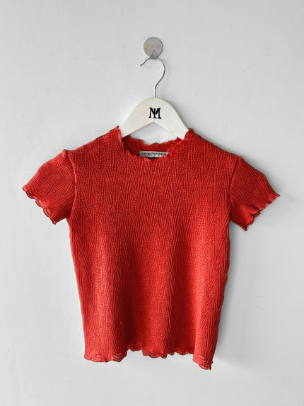 EMPORIO ARMANI - late 1980s PLEATED TEXTURE CROP FIT TOP