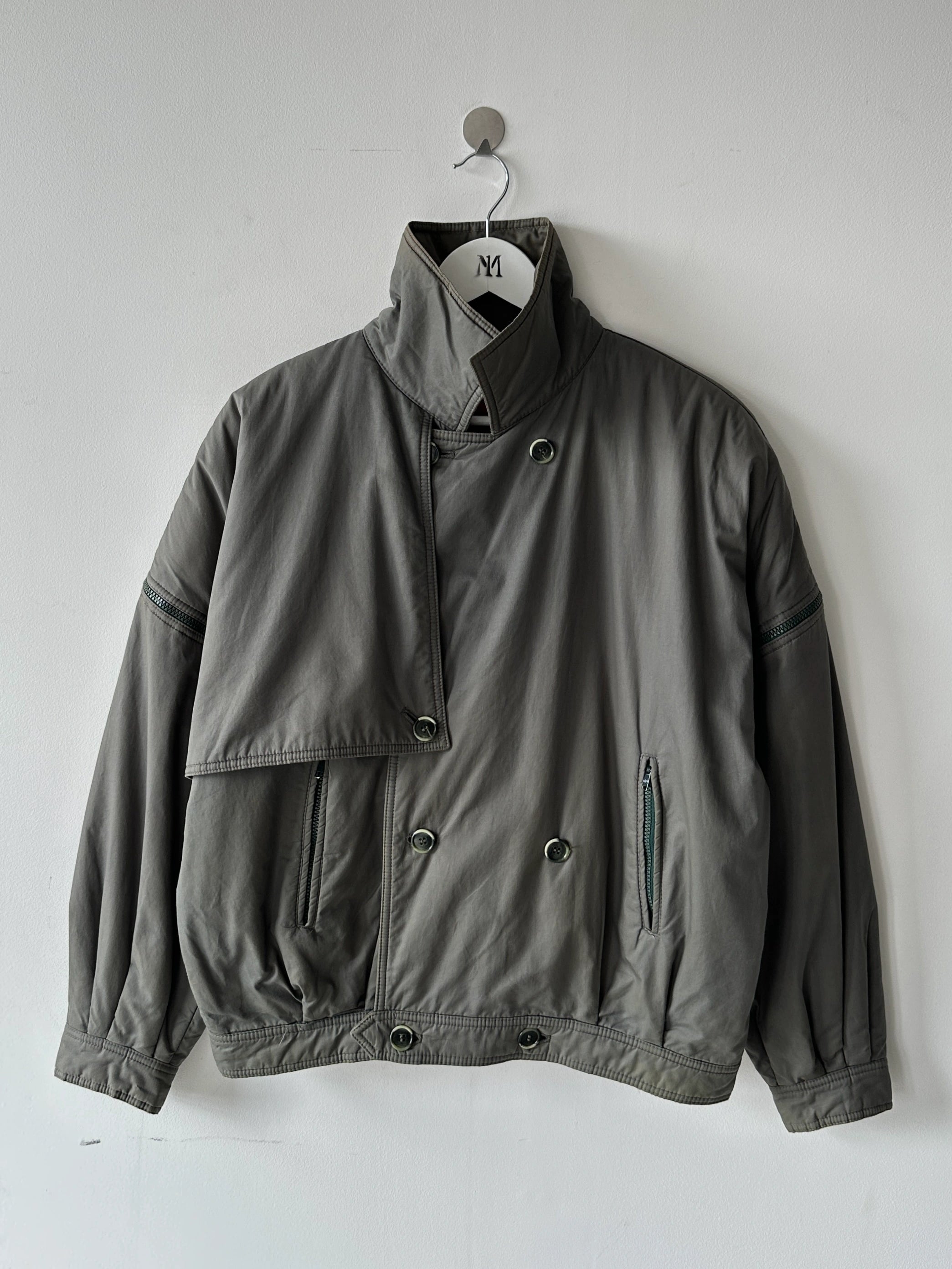 NO LABEL 1980s 2 IN 1 DOUBLE BREASTED BOMBER JACKET GILET