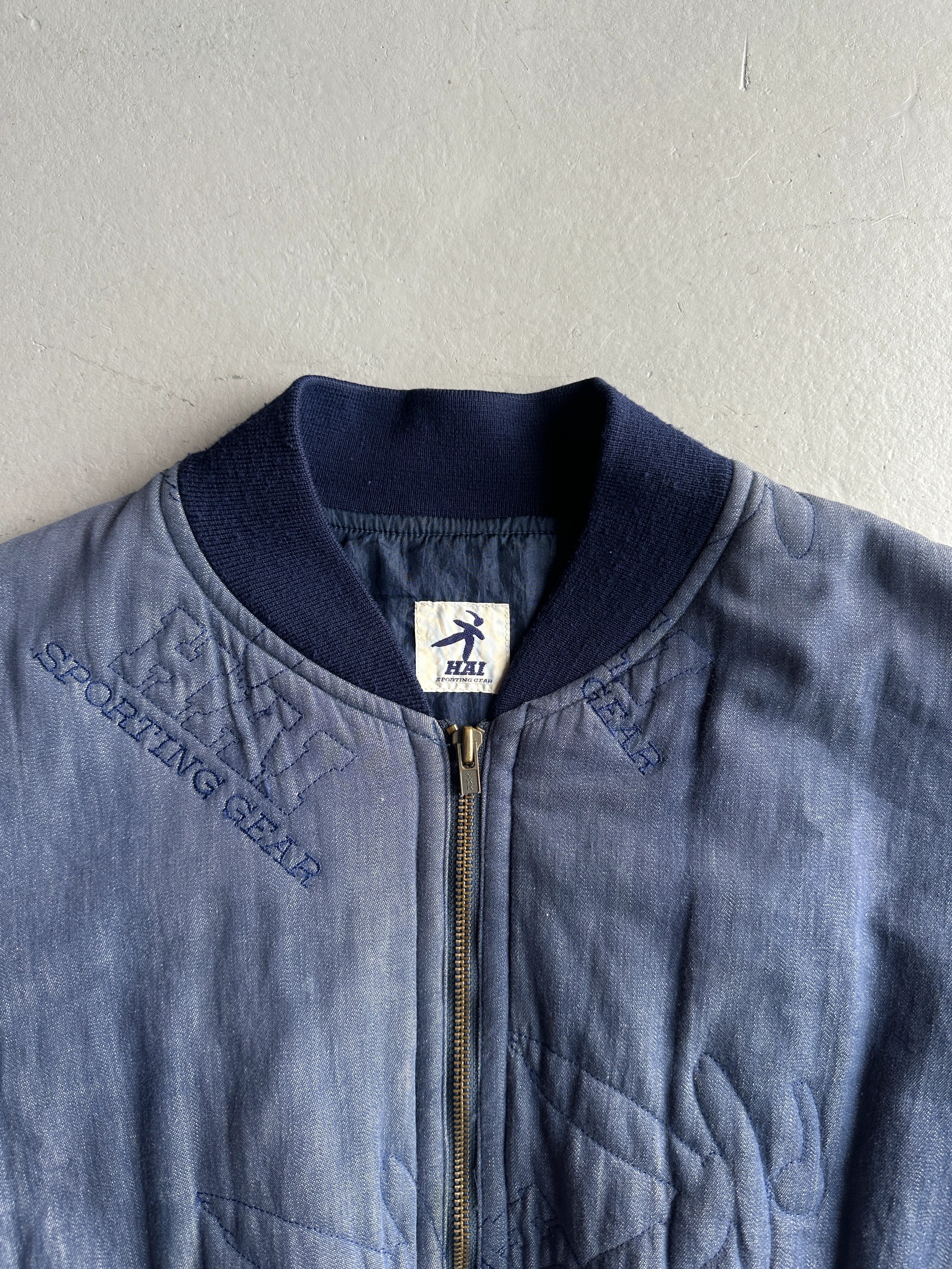 ISSEY MIYAKE HAI - 1980s ALL OVER EMBROIDERED LOGO  BOMBER JACKET