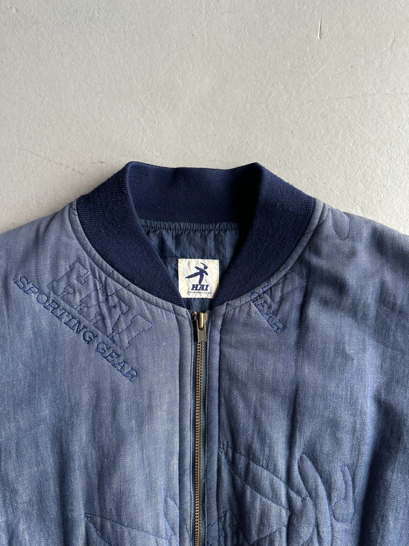 ISSEY MIYAKE HAI - 1980s ALL OVER EMBROIDERED LOGO  BOMBER JACKET
