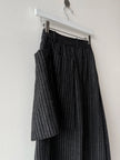 ISSEY MIYAKE HAI - 1980s PLEATED PINSTRIPED MAXI WOOL SKIRT WITH OVERSIZED POCKET