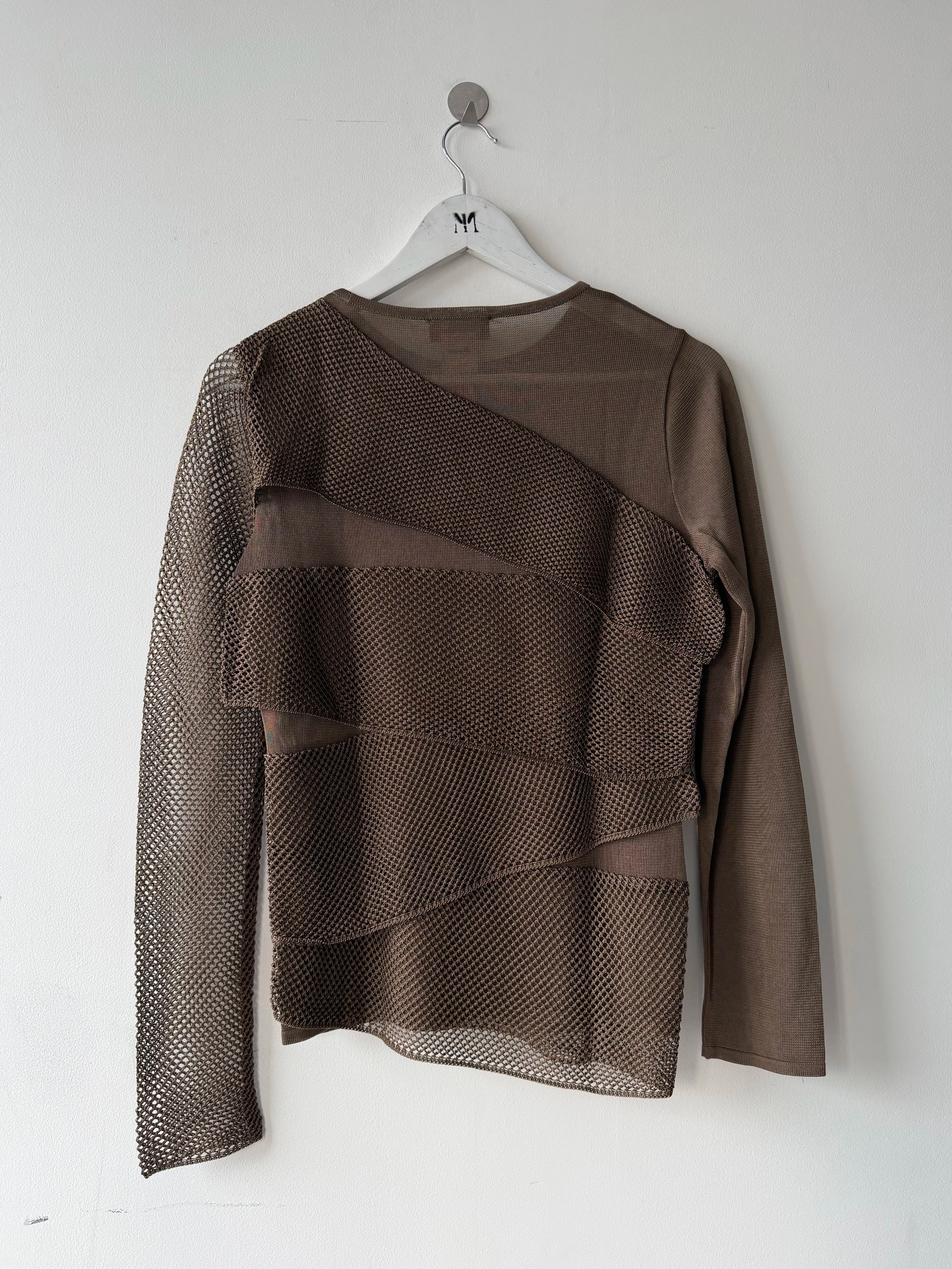 CLAUDE MONTANA - 1990s MESH PANELS LONG SLEEVE TOP