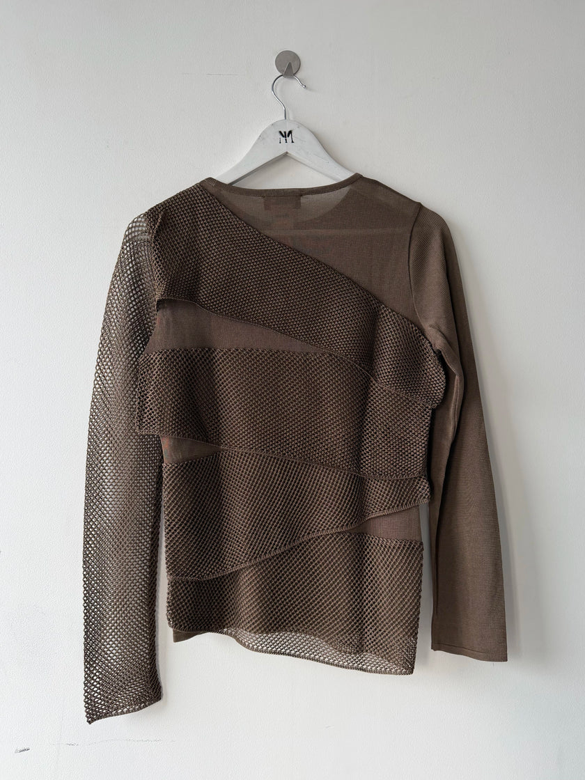 CLAUDE MONTANA - 1990s MESH PANELS LONG SLEEVE TOP