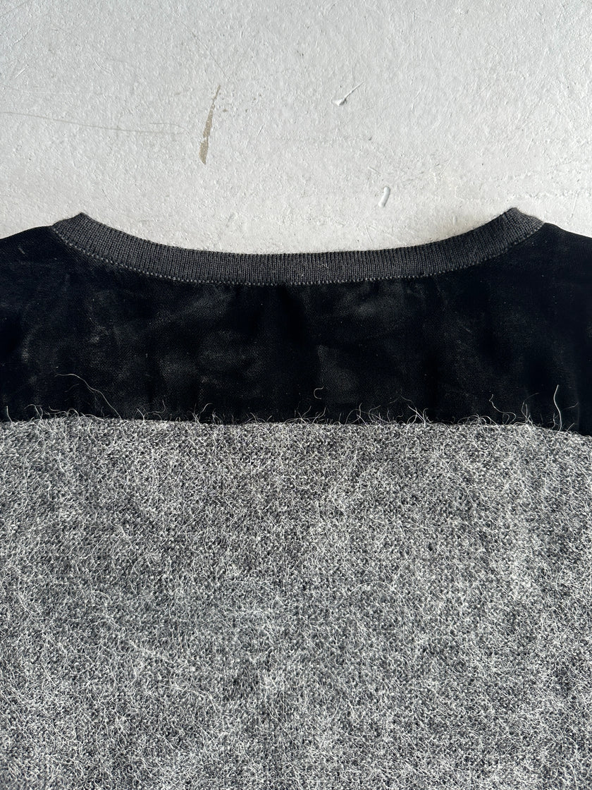 GIANFRANCO FERRÉ - 1990s VELVET FRONT AND FUZZY WOOL CONTRASTING BACK VEST TOP