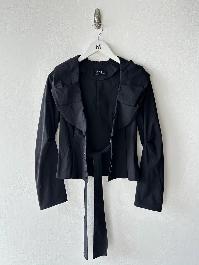 JAPANESE LABEL 2000s PANELED BLOUSE WITH SCULPTURAL COLLAR
