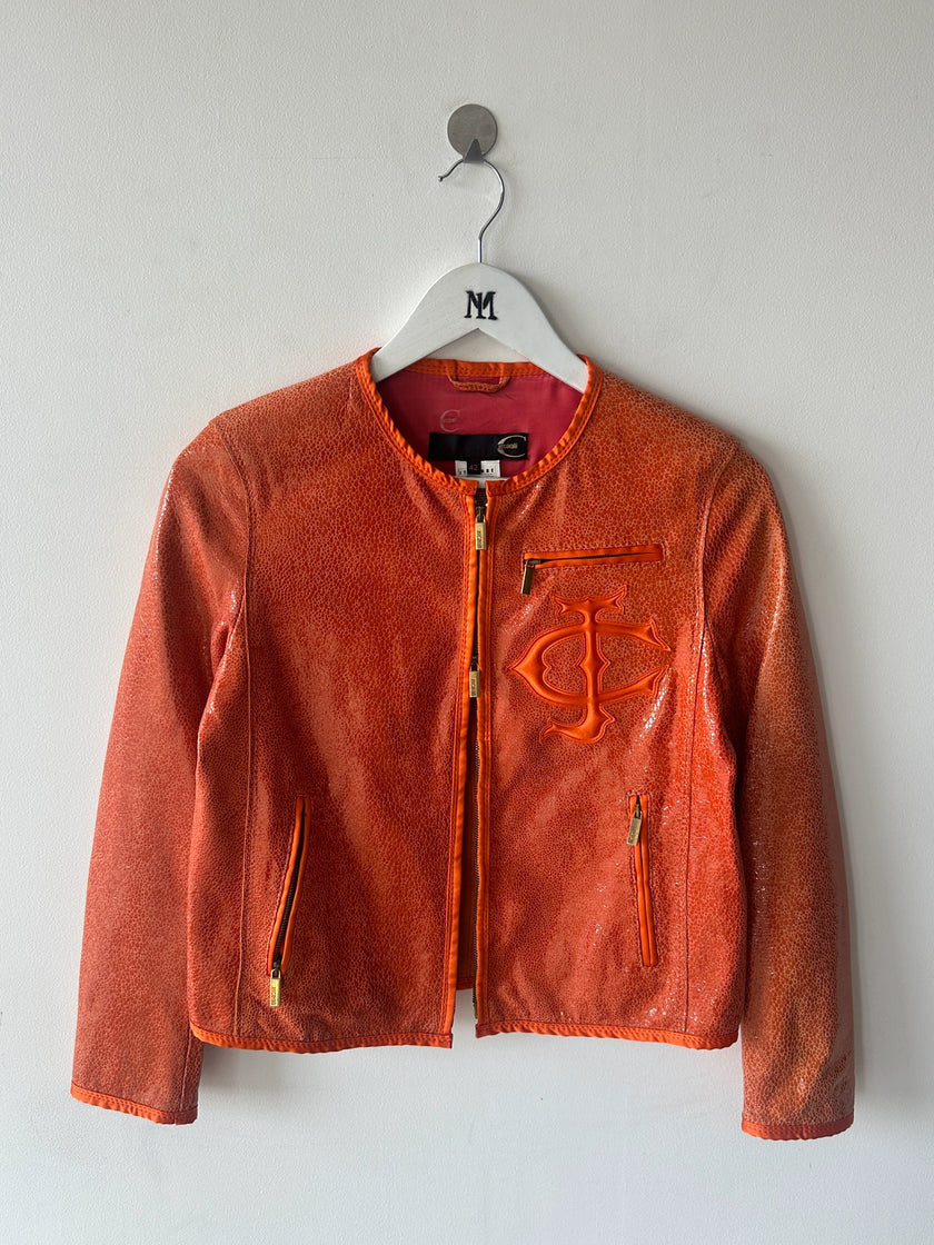 JUST CAVALLI -  S/S 2010 CROP FIT LEATHER JACKET WITH GLOSSY FINISH