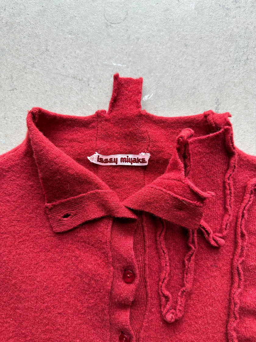 ISSEY MIYAKE - 1970S KNITTED CARDIGAN WITH ASYMMETRICAL POCKET