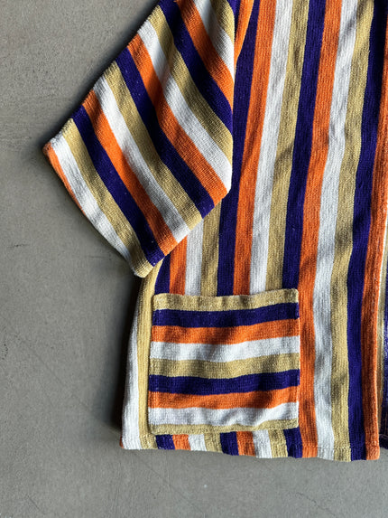 1990s ROUND NECK STRIPED CARDIGAN