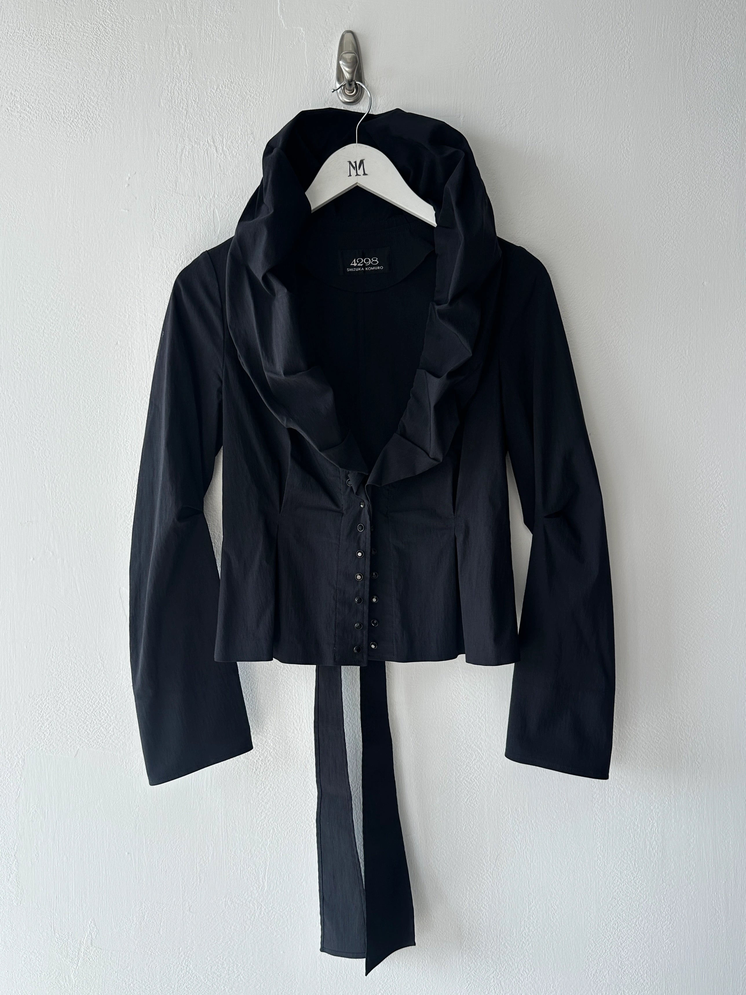 JAPANESE LABEL 2000s PANELED BLOUSE WITH SCULPTURAL COLLAR