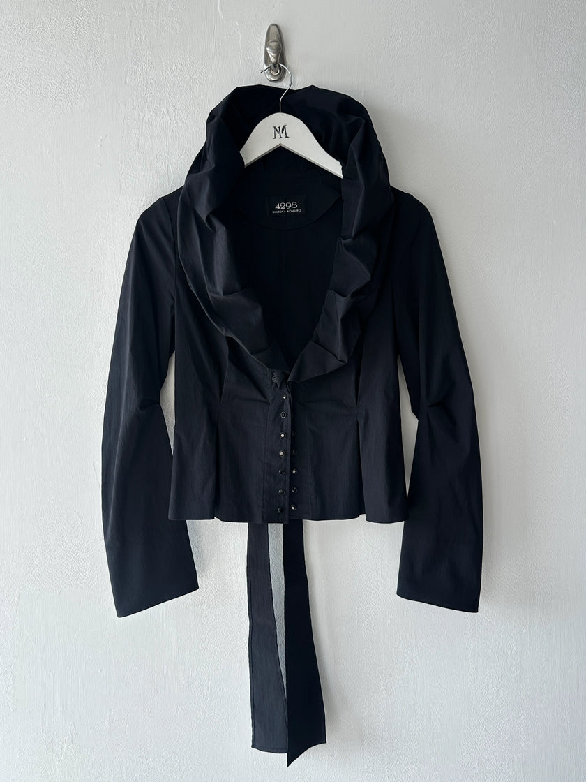 JAPANESE LABEL 2000s PANELED BLOUSE WITH SCULPTURAL COLLAR