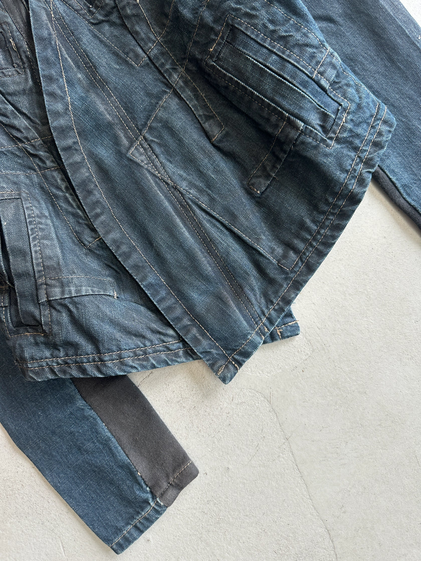 RICK OWENS SLAB - A/W 2003 SLIM FIT WAXED DENIM JACKET