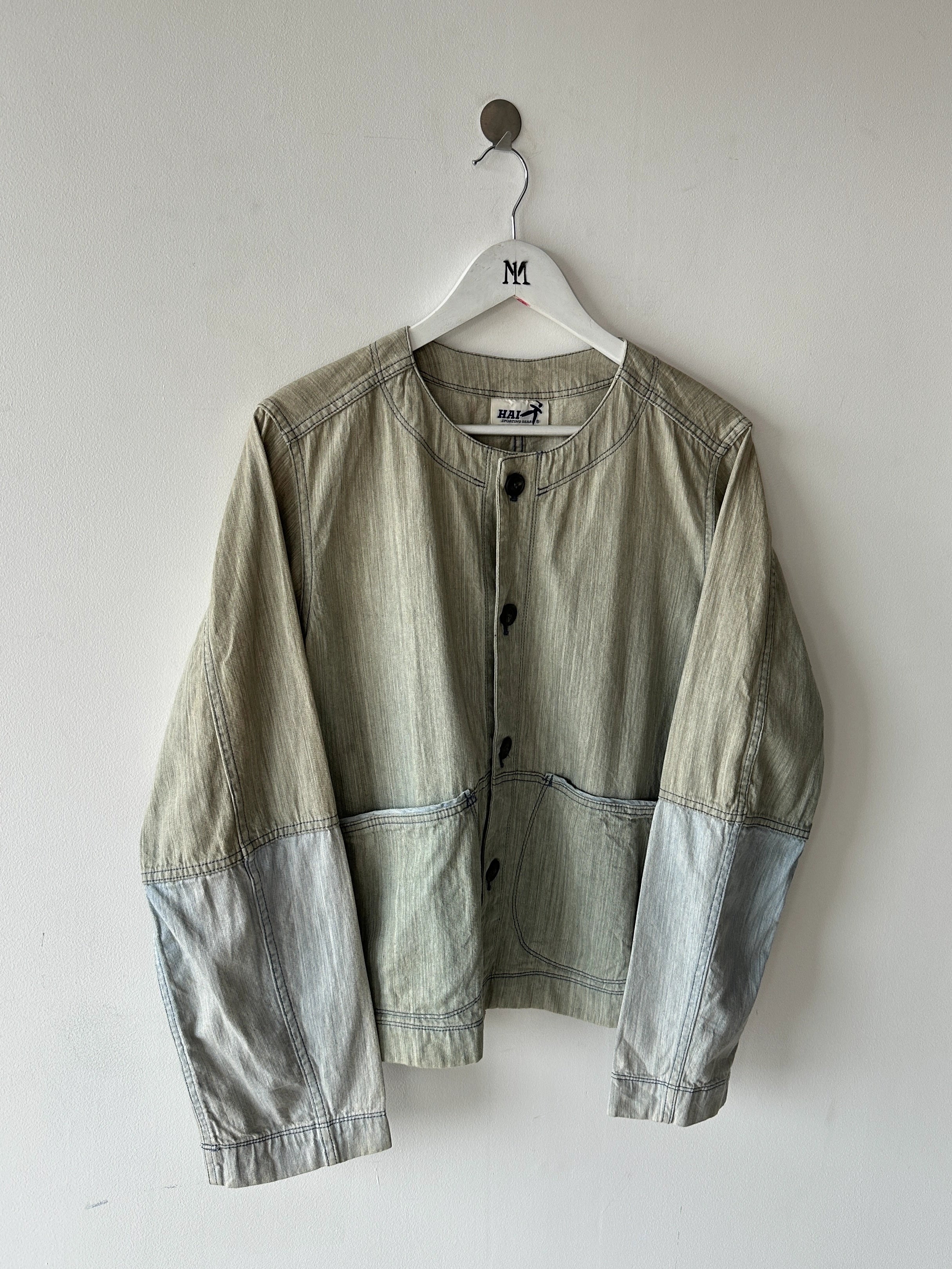 ISSEY MIYAKE HAI - 1980s DENIM COLLARLESS BLAZER
