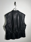 EMPORIO ARMANI - 1980s ZIPPED LEATHER BIKER VEST JACKET