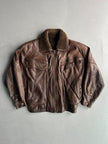GIANNI VERSACE - 1980s LEATHER AVIATOR BOMBER JACKET WITH SHEARLING COLLAR