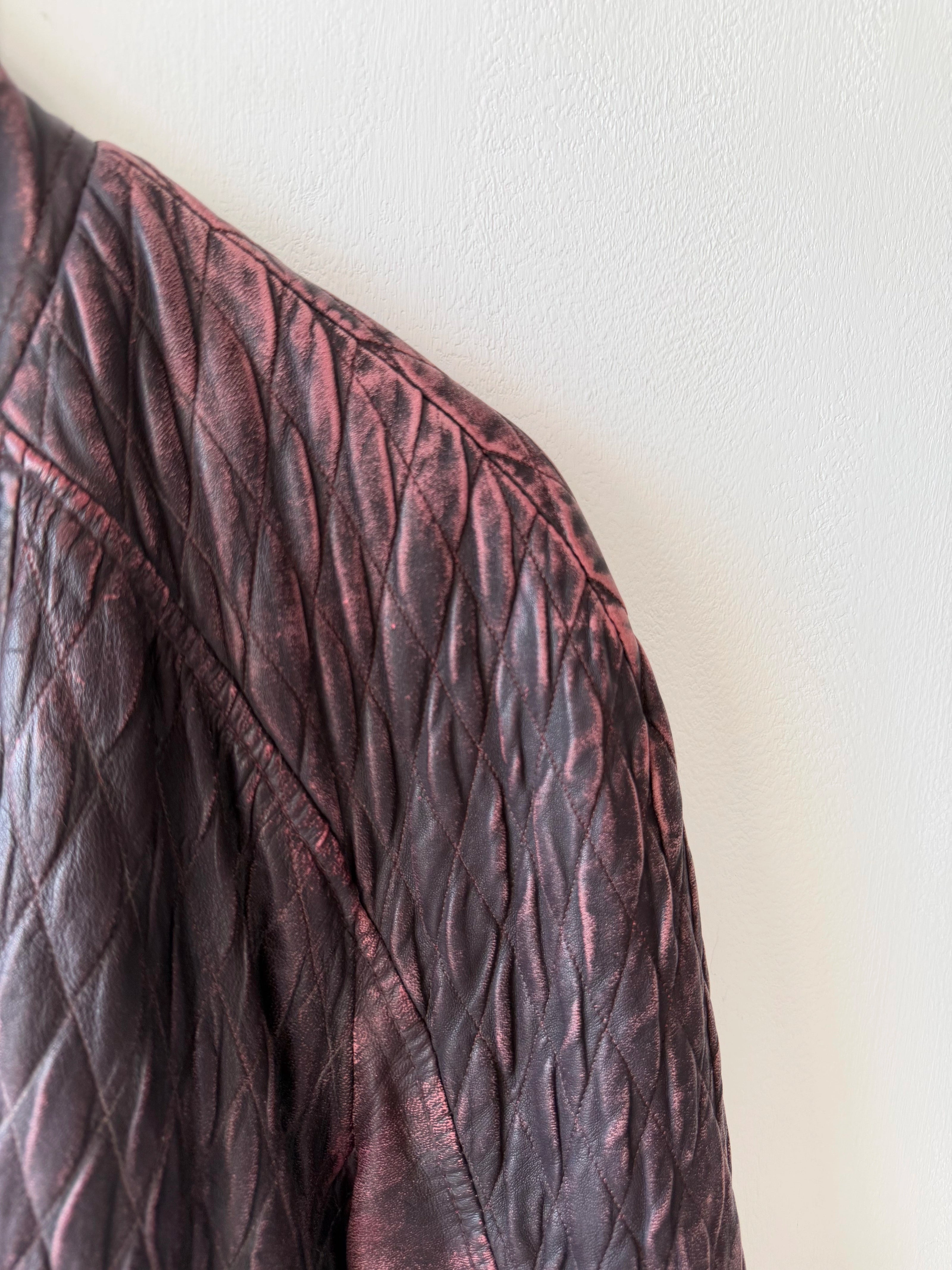 JUST CAVALLI - F/W 2008 DISTRESSED LEATHER BOMBER JACKET