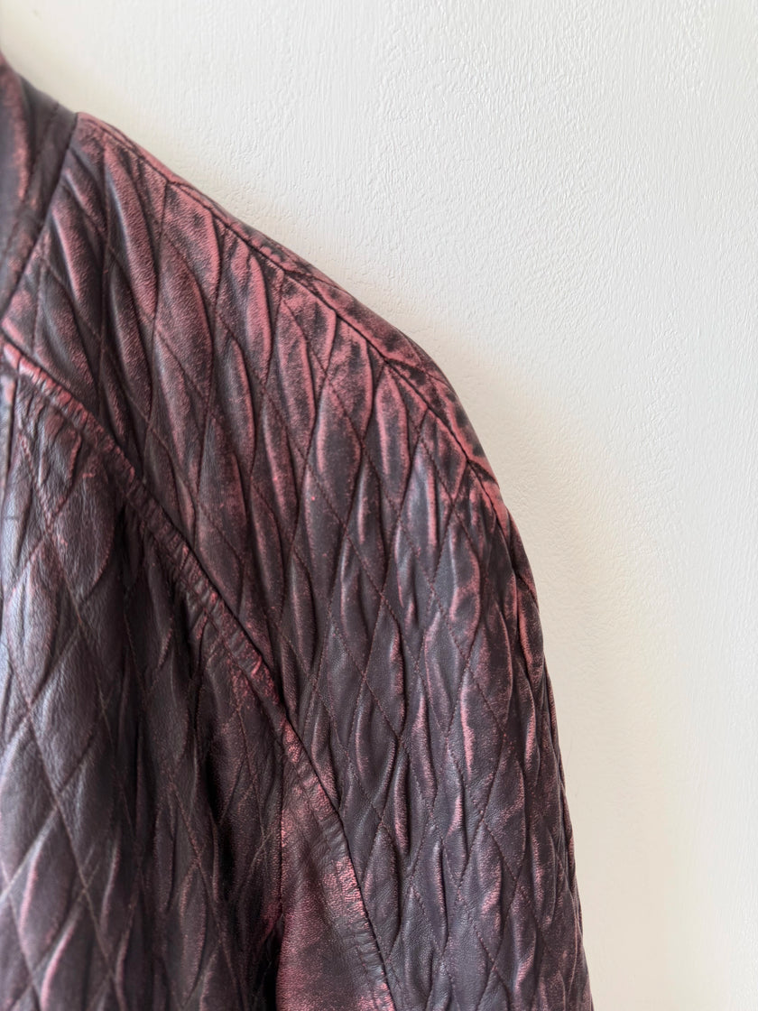 JUST CAVALLI - F/W 2008 DISTRESSED LEATHER BOMBER JACKET
