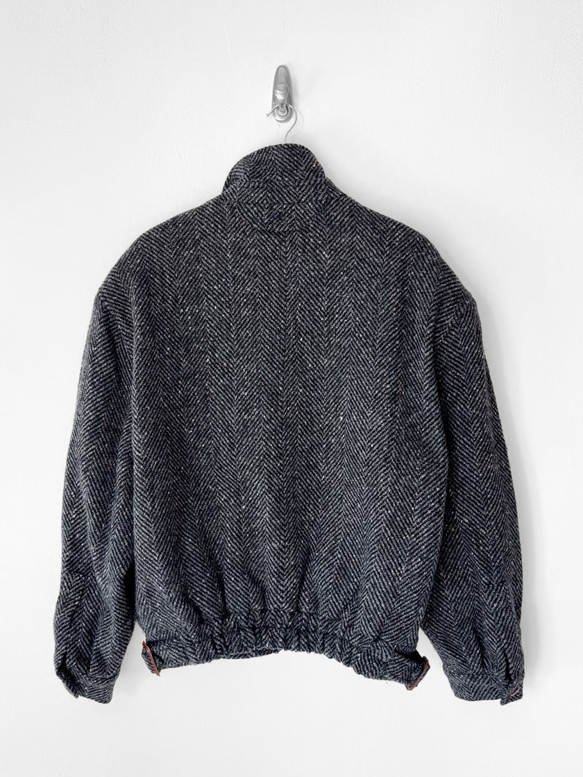 VALENTINO - 1980s BOXY FIT HERRINGBONE BOMBER JACKET