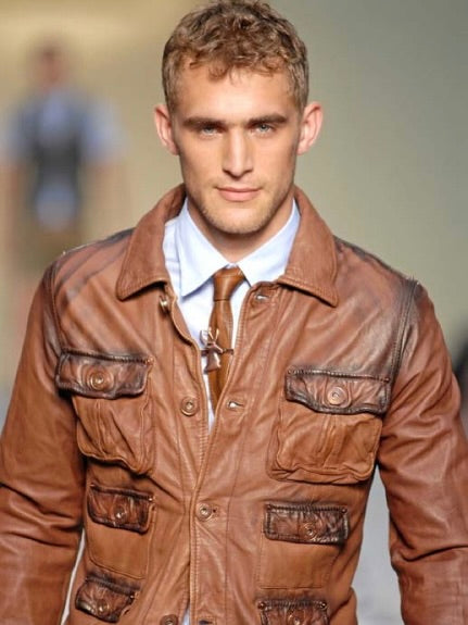GAETANO NAVARRA - S/S 2007 MULTI POCKET DISTRESSED LEATHER JACKET