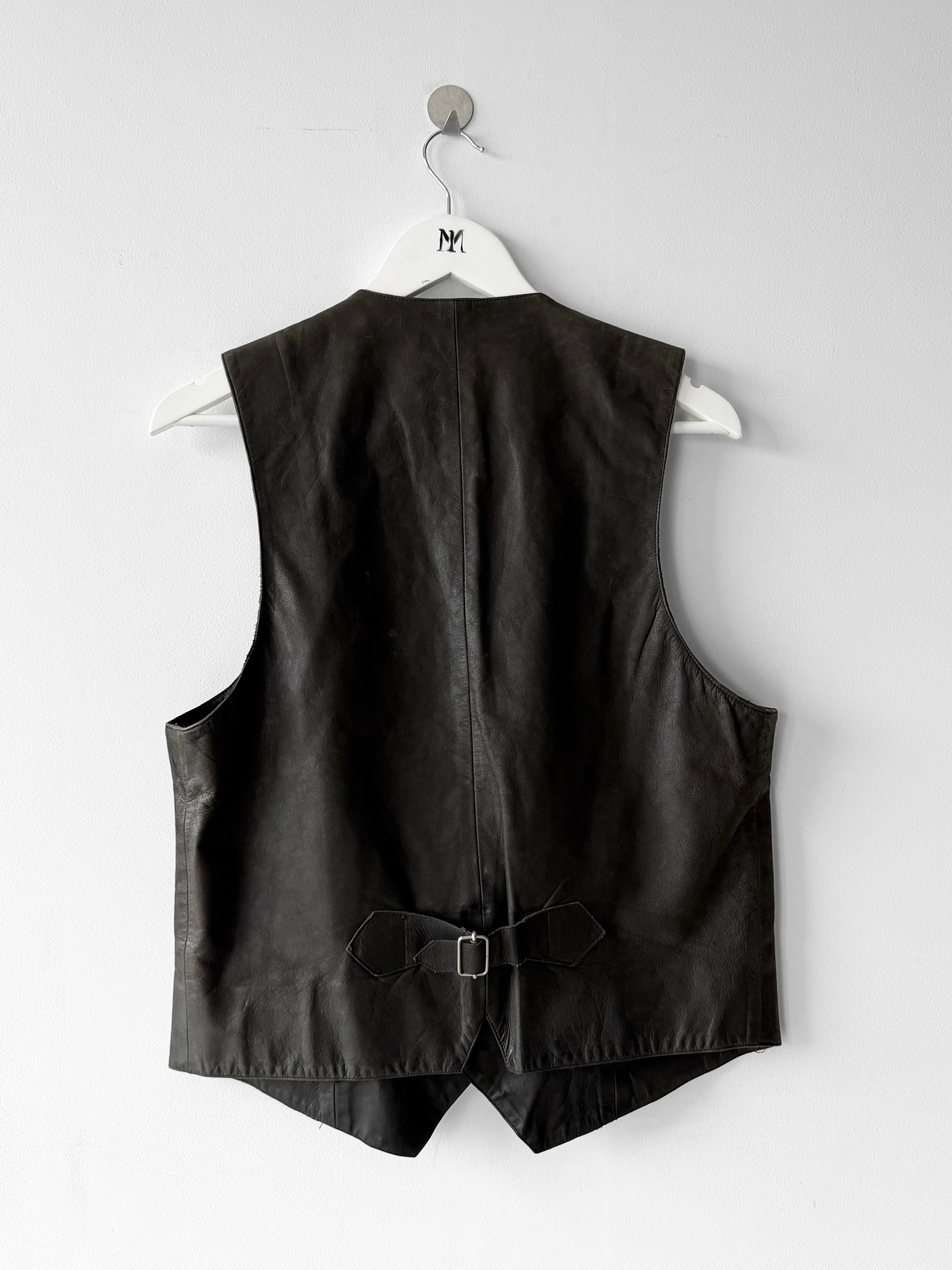 AGNÈS B. - 1990s LEATHER VEST GILET