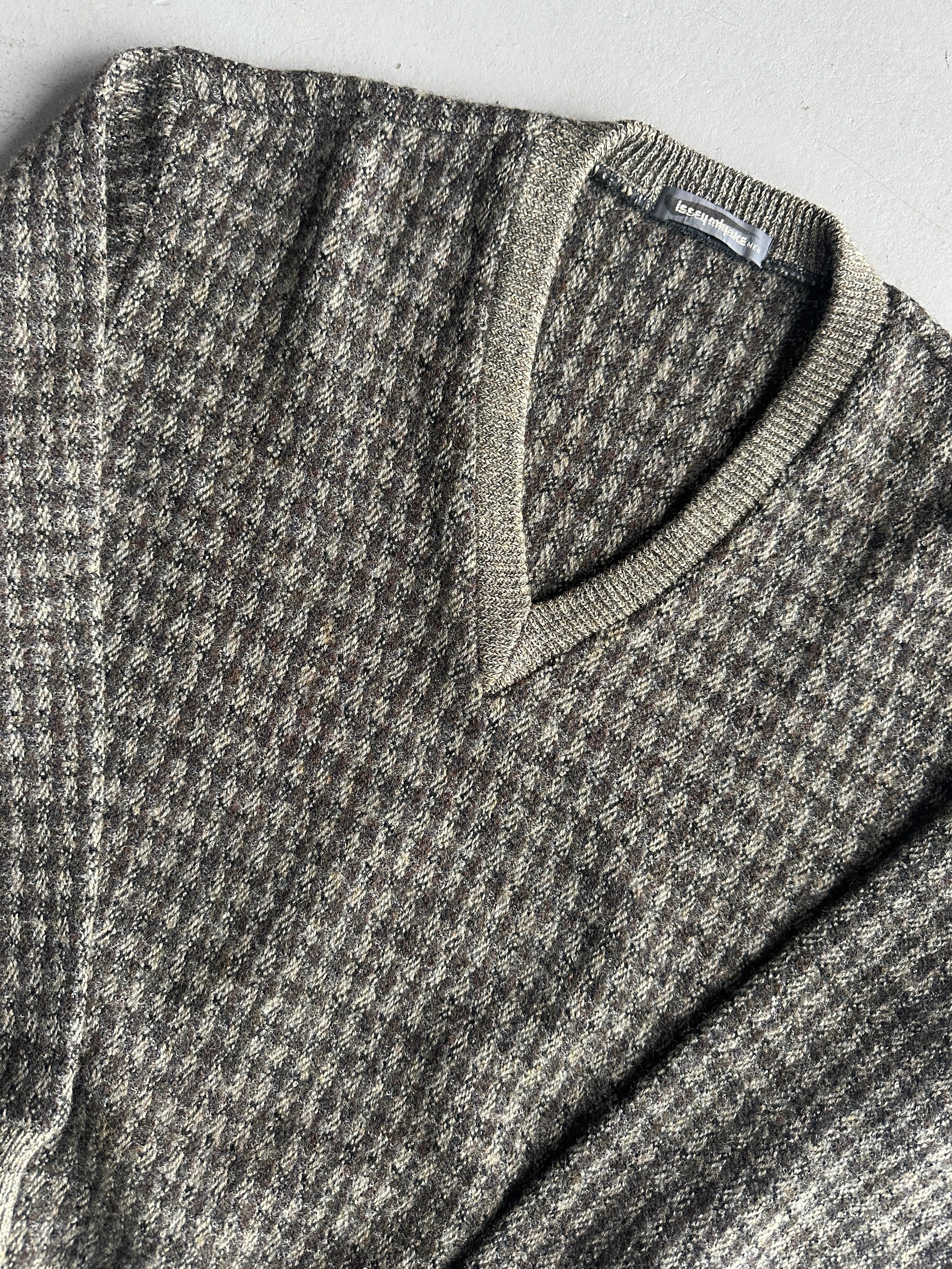 ISSEY MIYAKE - 1980s V NECK CHUNKY KNIT BOXY FIT JUMPER