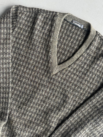 ISSEY MIYAKE - 1980s V NECK CHUNKY KNIT BOXY FIT JUMPER