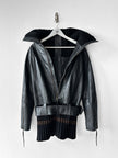 JAPANESE LABEL - late 1990s LEATHER JACKET WITH KNITTED HEM AND ZIP AT BACK