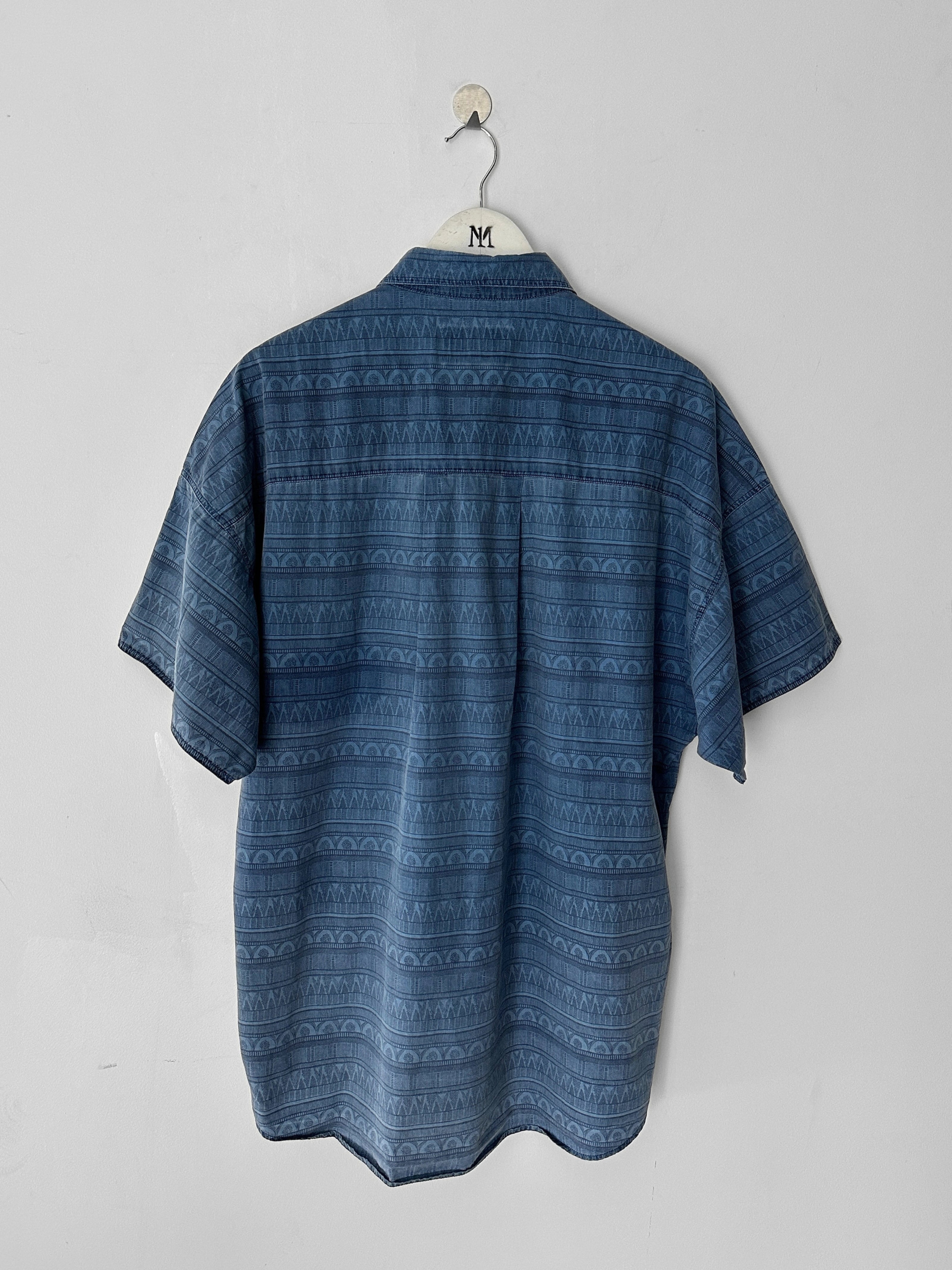 ARMANI JEANS - early 1990s JACQUARD PRINT SHORT SLEEVE SHIRT