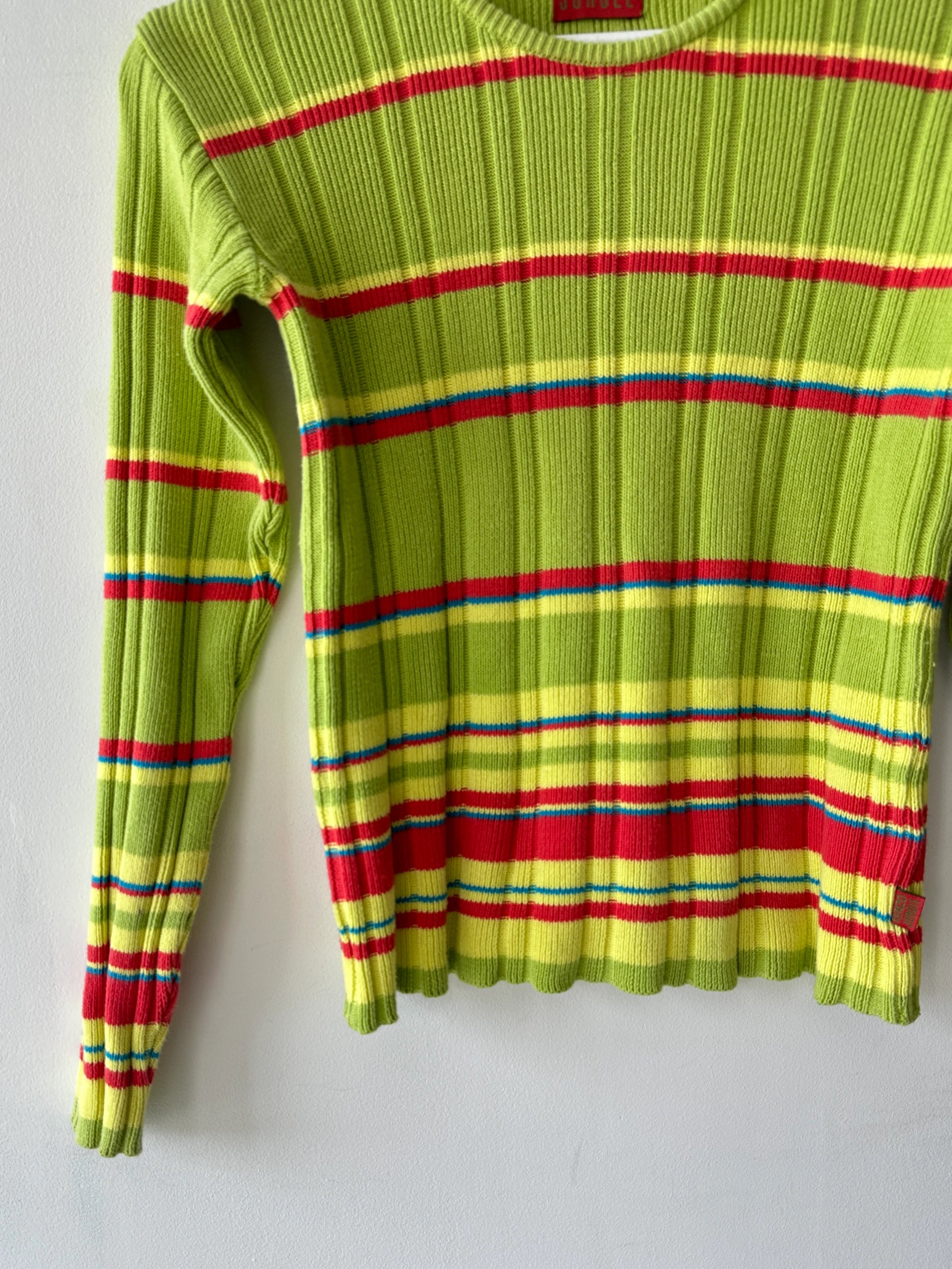 KENZO - early 2000s RIBBED POLO LONG SLEEVE TOP