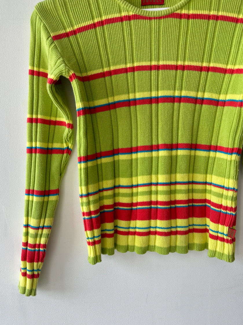 KENZO - early 2000s RIBBED POLO LONG SLEEVE TOP