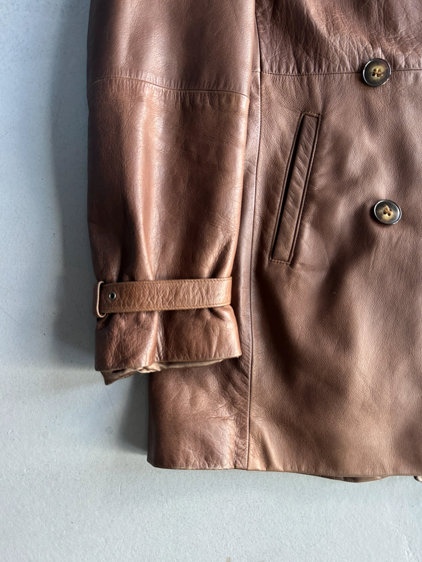 EMPORIO ARMANI - 1980s DOUBLE BREASTED LEATHER JACKET