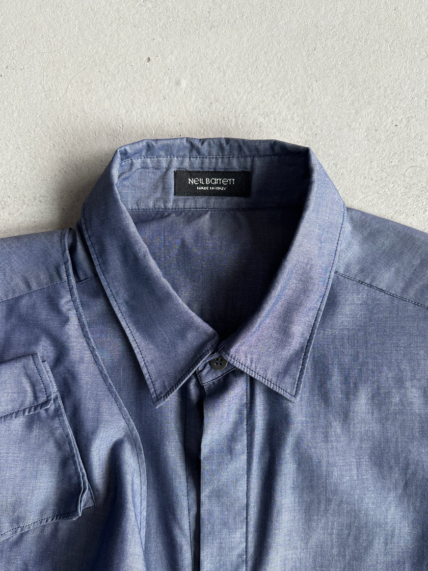 NEIL BARRETT - 2000s BONDAGE HALF SLEEVE SHIRT