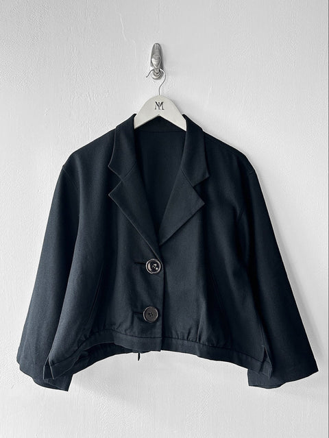 YOHJI YAMAMOTO Y's - 1980s BOXY WOOL JACKET WITH BACK BUCKLE STRAP