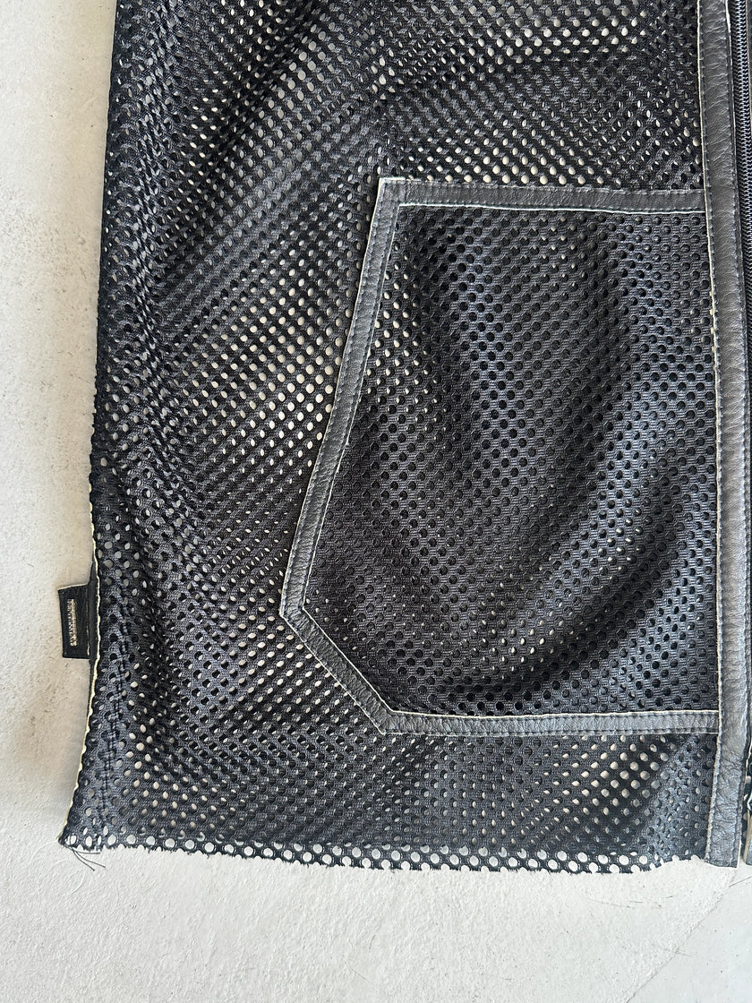 FENDISSIME - 1990s LEATHER AND MESH ZIPPED JACKET