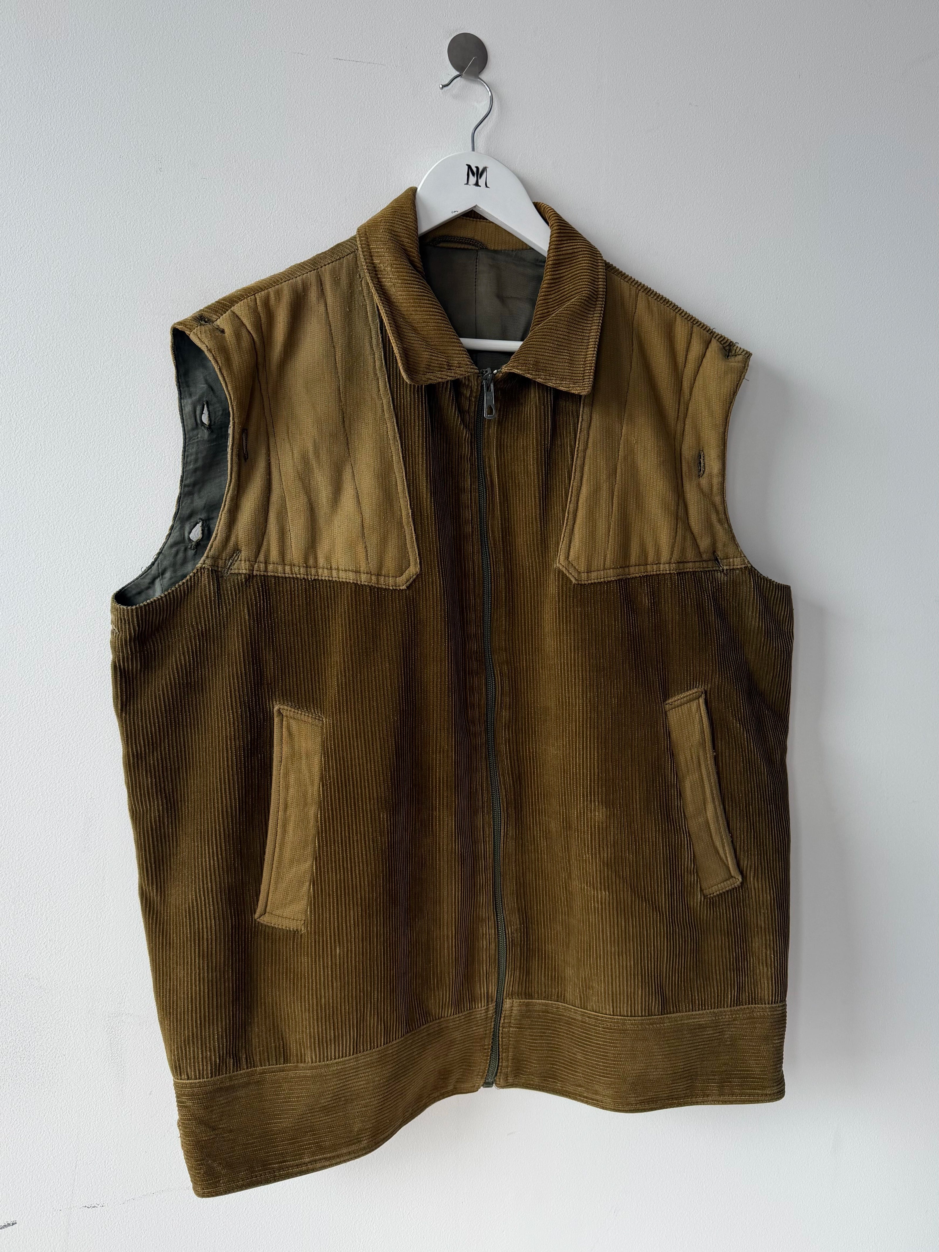 ITALIAN LABEL 1980s 2 IN 1 CORDUROY JACKET GILET WITH REMOVABLE SLEEVE